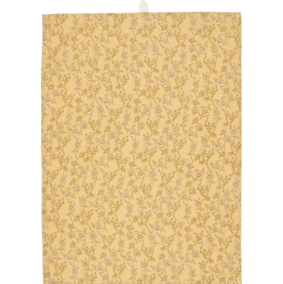 IB Laursen Geschirrtuch Filippa mit gelben Blumenranken