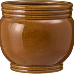 IB Laursen Keramik-Blumentopf mit Rillen Braun Ø 12,5 cm