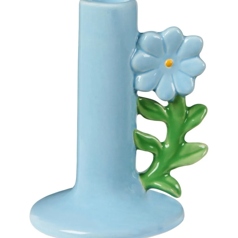 IB Laursen Keramik Kerzenhalter Retro mit Blumen-Detail