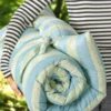 IB Laursen Matratze Linus mit hellgrünen und blauen breiten Streifen