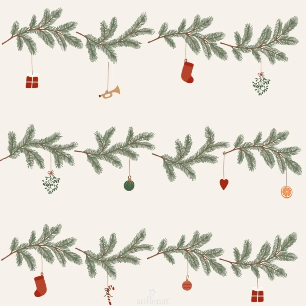 IB Laursen Papier Serviette 20x20 cm Weihnachtsgirlanden 50er