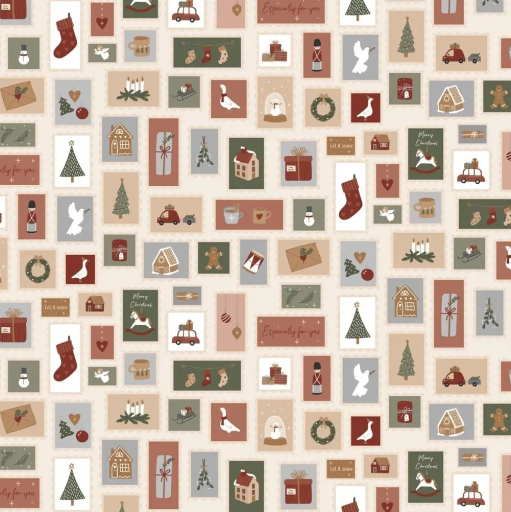 IB Laursen Papier Serviette 20x20 cm Weihnachtsbriefmarken 50er