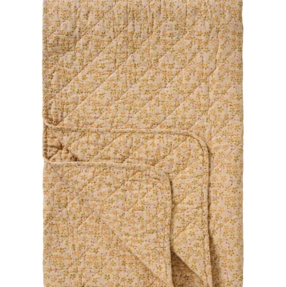 IB Laursen Quilt Blütenzauber – Beige mit gelben, grünen & himbeerfarbigen Blumen