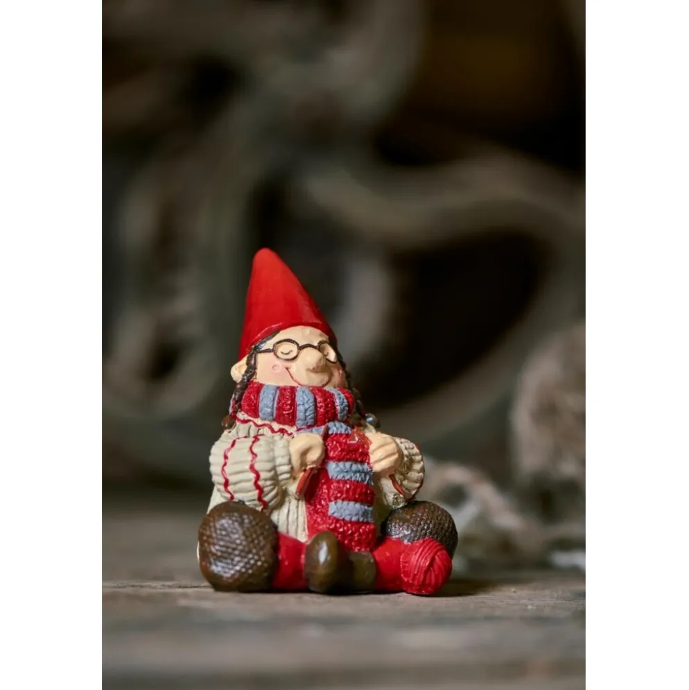 IB Laursen Ribenisserne Wichtel-Figur Ingeborg mit Strickzeug