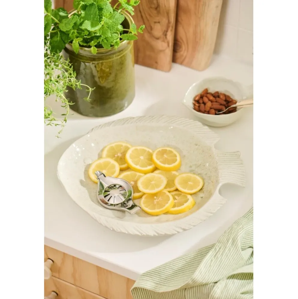 IB Laursen Serviertablett Ocean White, Fischförmig aus Steingut