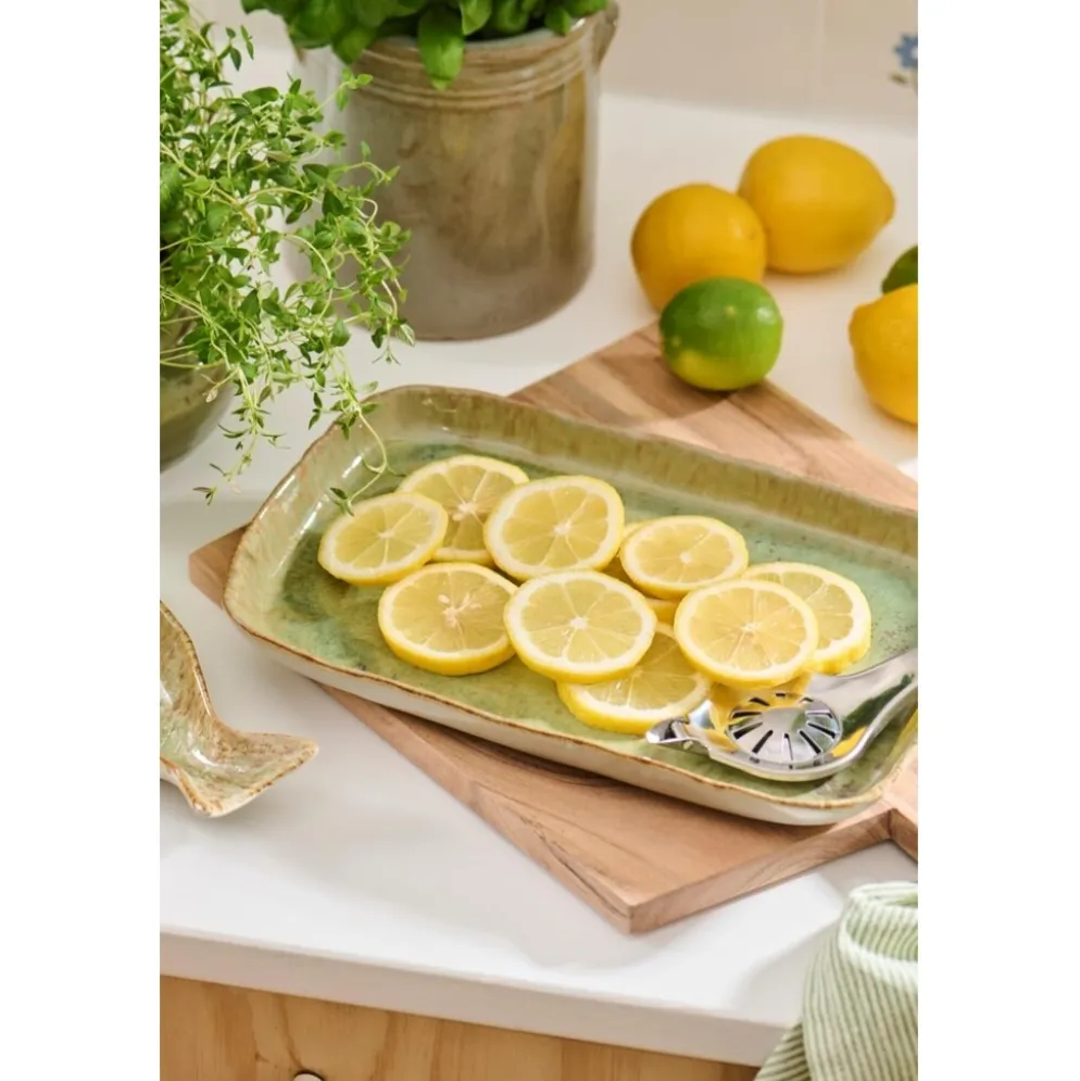 IB Laursen Steingut-Tablett Ocean Green