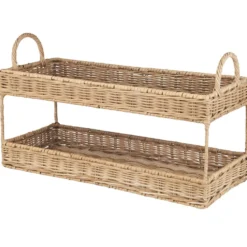 IB Laursen Tablett mit 2 Etagen aus Rattan