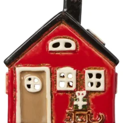 IB Laursen Teelichthaus Stillenat Keramikhäuschen mit Schlitten Motiv