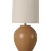 IB Laursen Tischlampe Aura Keramik Braun mit Leinenschirm