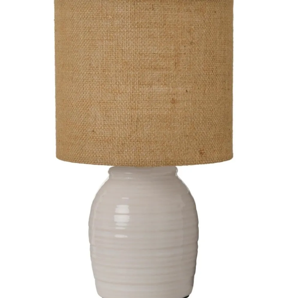 IB Laursen Tischlampe Aura 2 Keramik mit Juteschirm