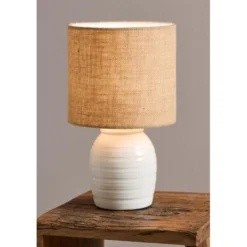 IB Laursen Tischlampe Aura 2 Keramik mit Juteschirm