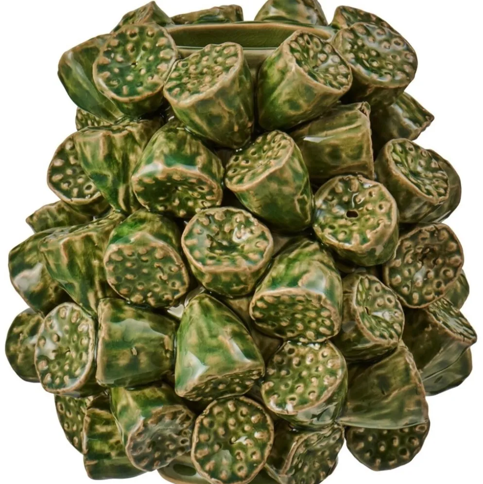 IB Laursen Vase Lotus Grün aus glasiertem Steingut