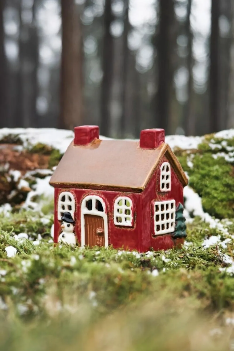 IB Laursen Weihnachtliches Teelichthaus Stillenat mit Schneemann