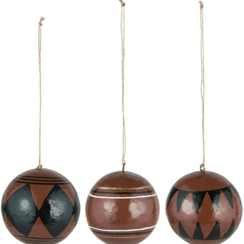 IB Laursen Weihnachtskugel 3er-Set aus Pappmaché