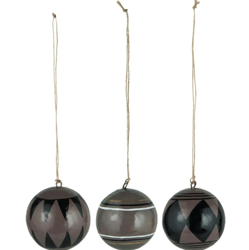 IB Laursen Weihnachtskugel 3er-Set aus Pappmaché
