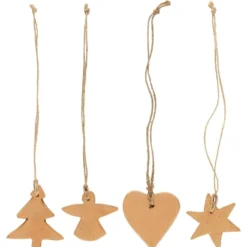 IB Laursen Weihnachtsschmuck Aufhänger im 4er-Set aus handgefertigtem Ton