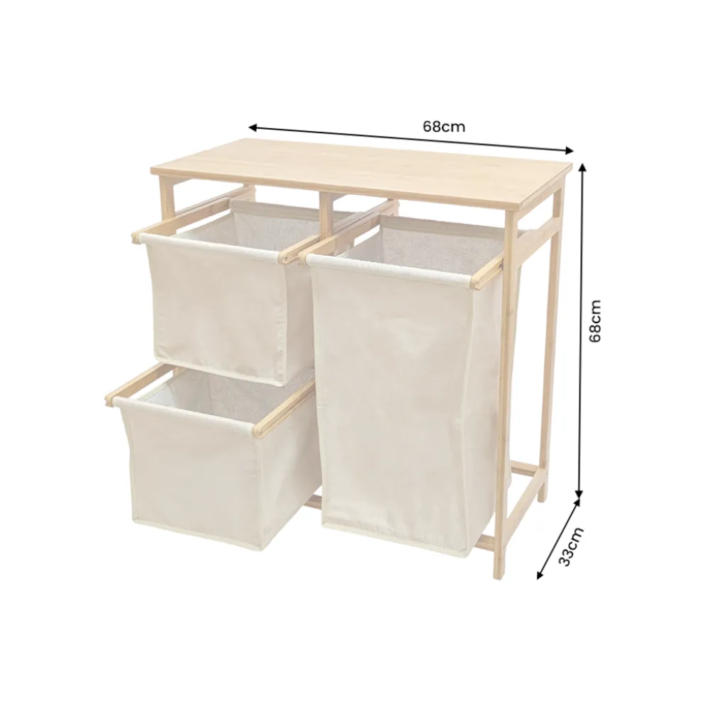 Invicta Interior Wäschekorb LAGOON SPA 70cm Bambus mit 3 Wäschesäcken