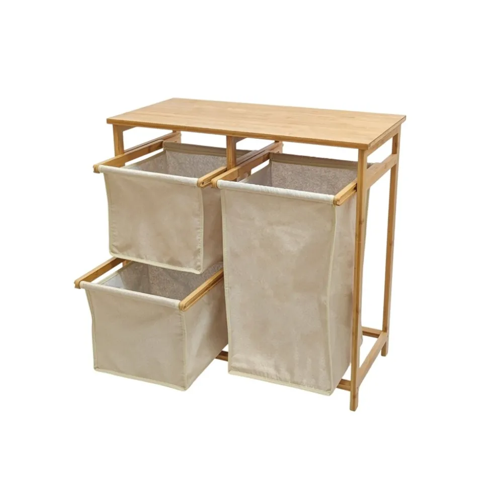 Invicta Interior Wäschekorb LAGOON SPA 70cm Bambus mit 3 Wäschesäcken