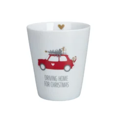 Krasilnikoff Happy Mug, Driving Home for Christmas, Red