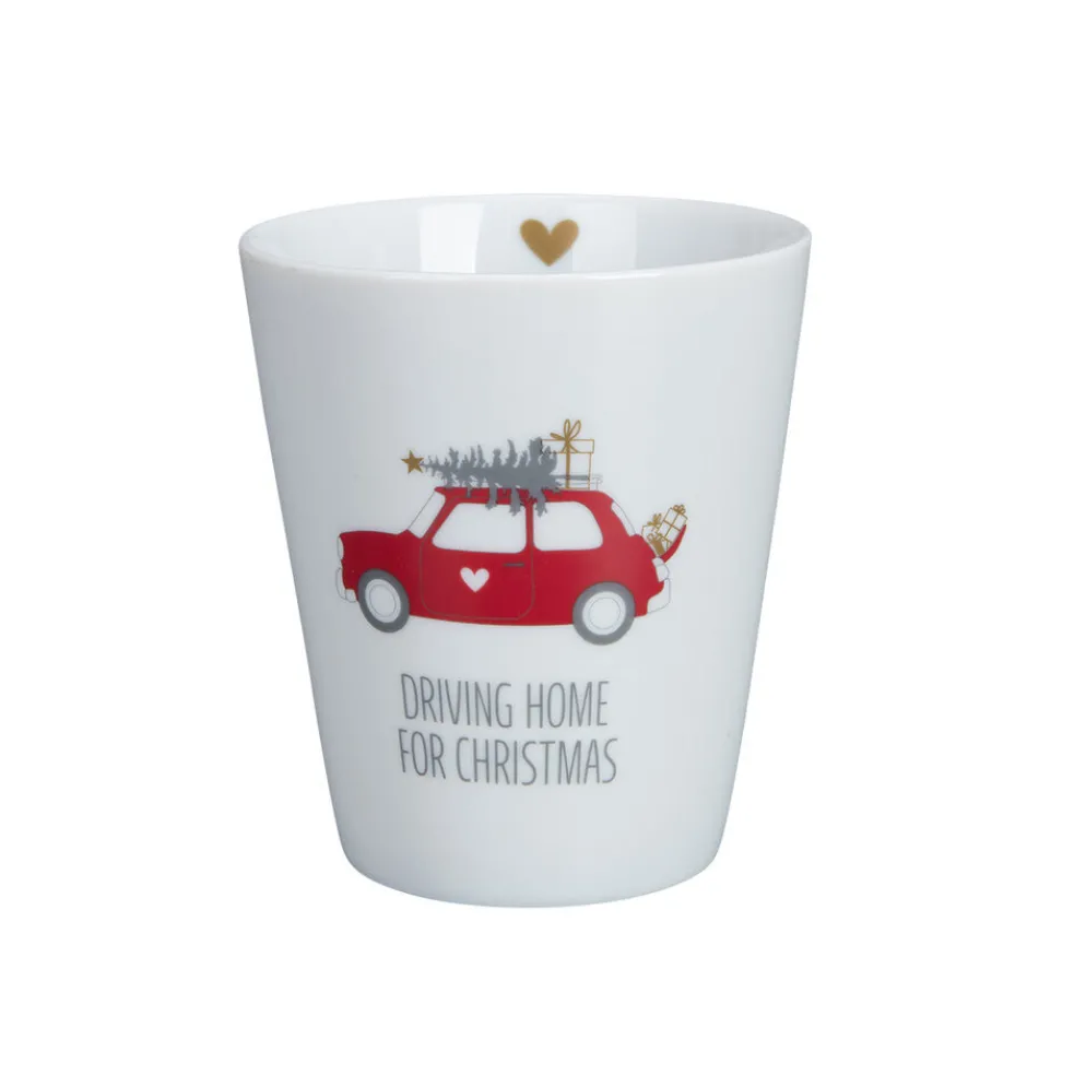 Krasilnikoff Happy Mug, Driving Home for Christmas, Red
