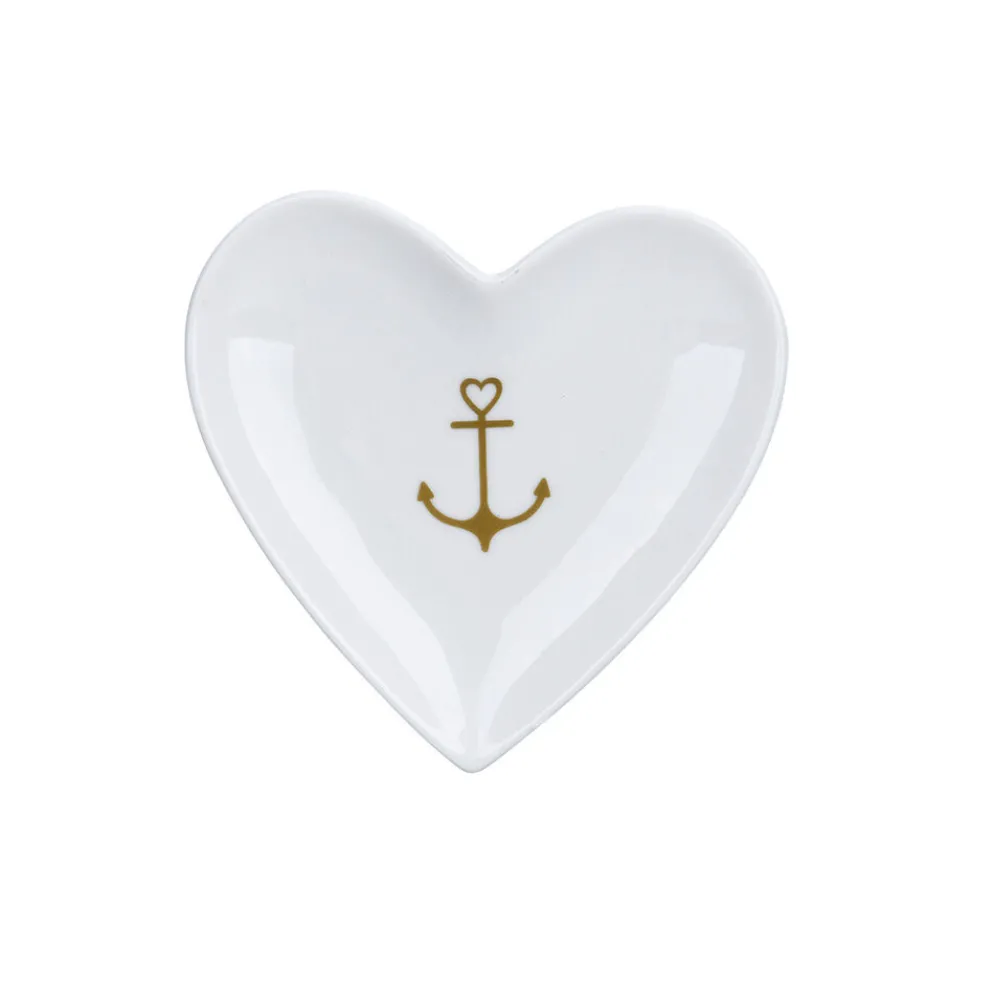 Krasilnikoff Herz Schale, Tablett Gold Anchor