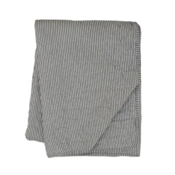 Krasilnikoff Quilt mit dünnen Streifen, Schwarz/Weiß
