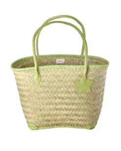 RICE Basttasche groß mit Ledergriffen