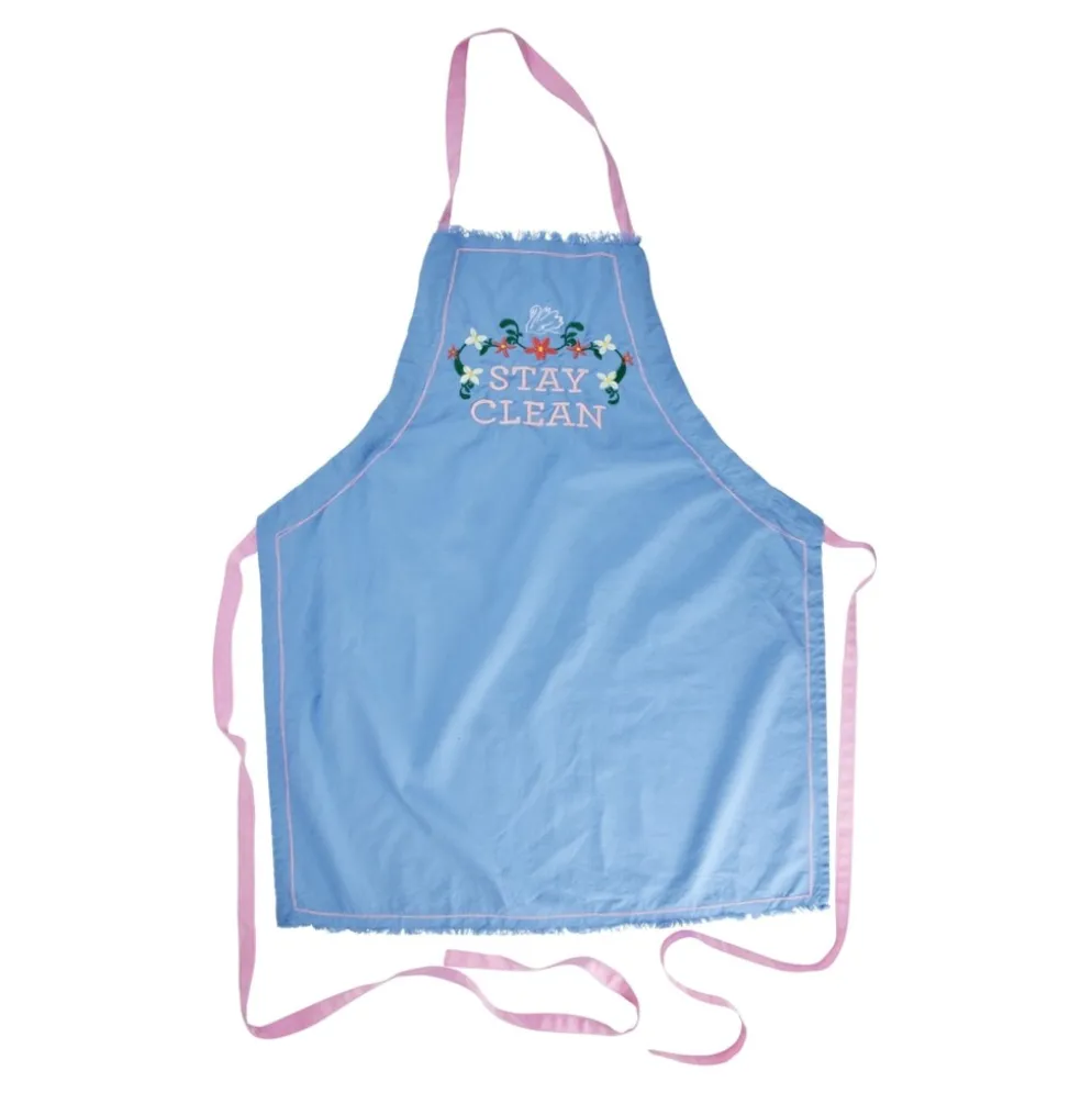 RICE Baumwoll-Schürze Stay Clean Print – Blau