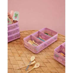 RICE Besteck Korb aus Metall, pink