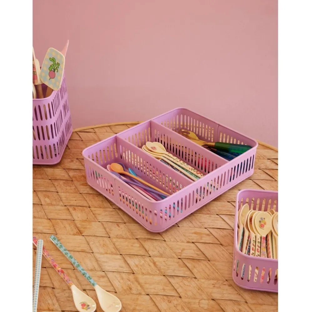 RICE Besteck Korb aus Metall, pink