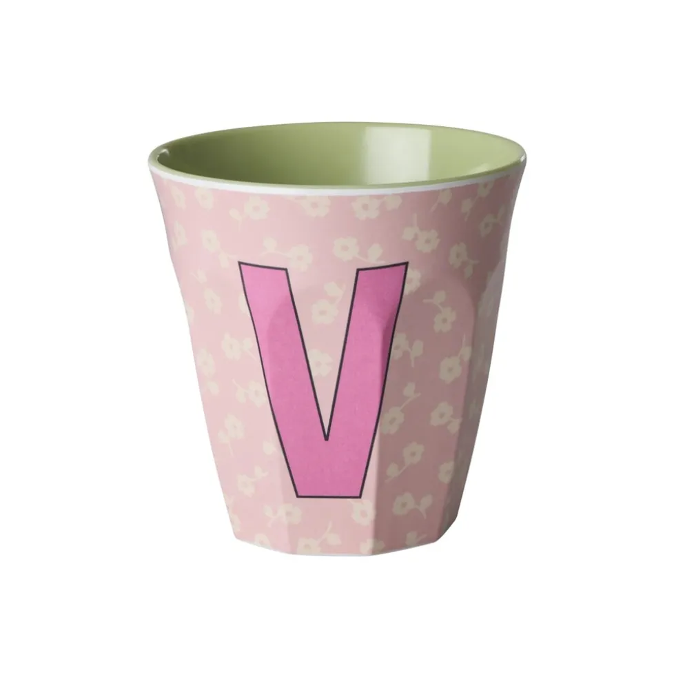 RICE Buchstaben-Becher mit Blumen Medium