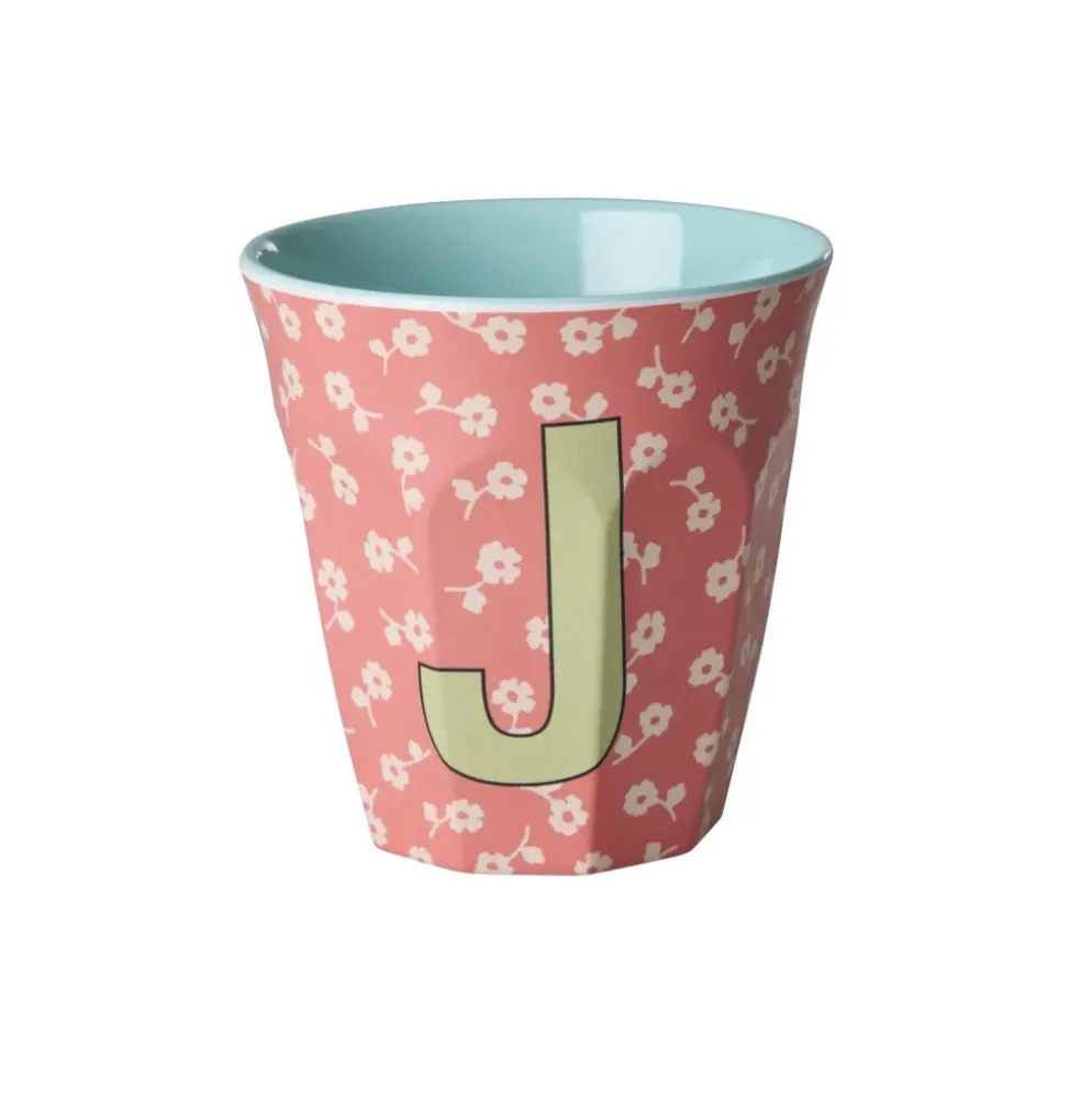 RICE Buchstaben-Becher mit Blumen Medium