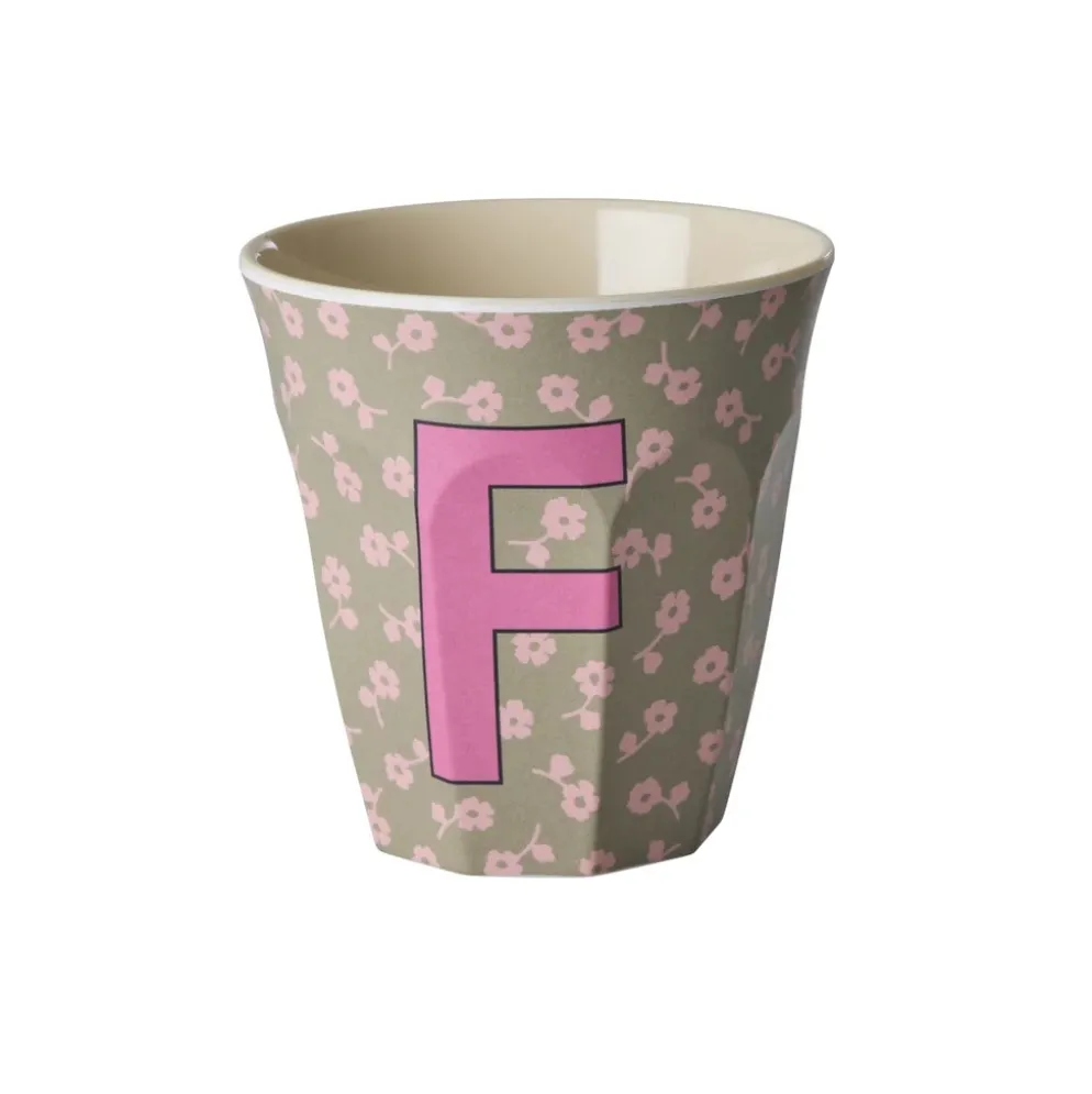 RICE Buchstaben-Becher mit Blumen Medium