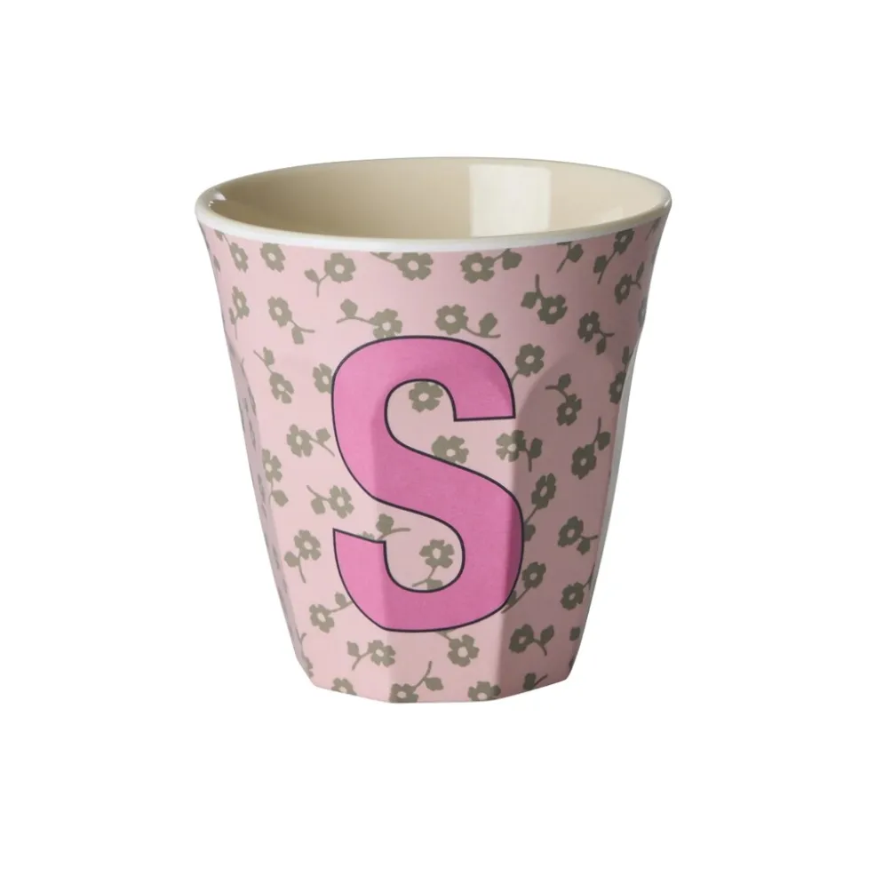 RICE Buchstaben-Becher mit Blumen Medium