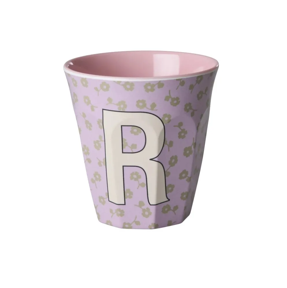 RICE Buchstaben-Becher mit Blumen Medium