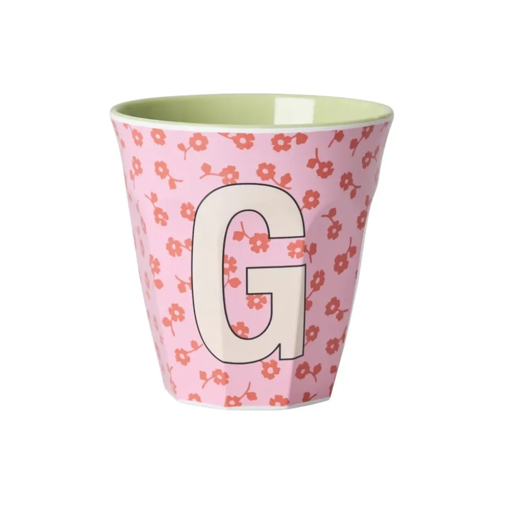 RICE Buchstaben-Becher mit Blumen Medium