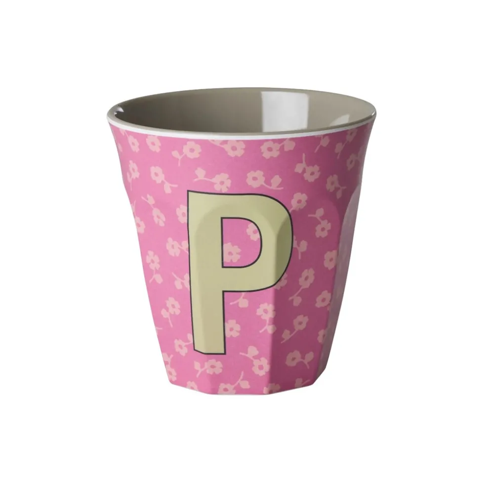 RICE Buchstaben-Becher mit Blumen Medium