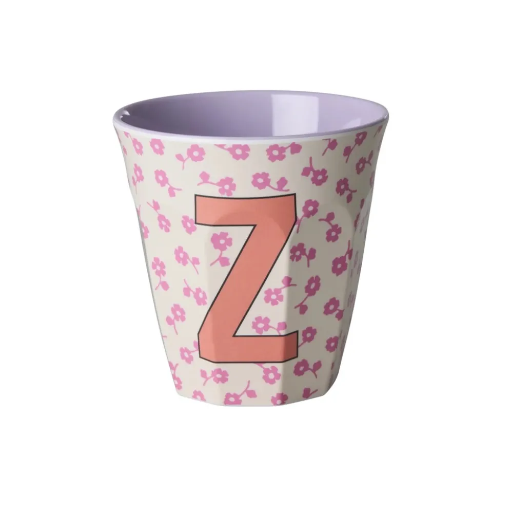 RICE Buchstaben-Becher mit Blumen Medium