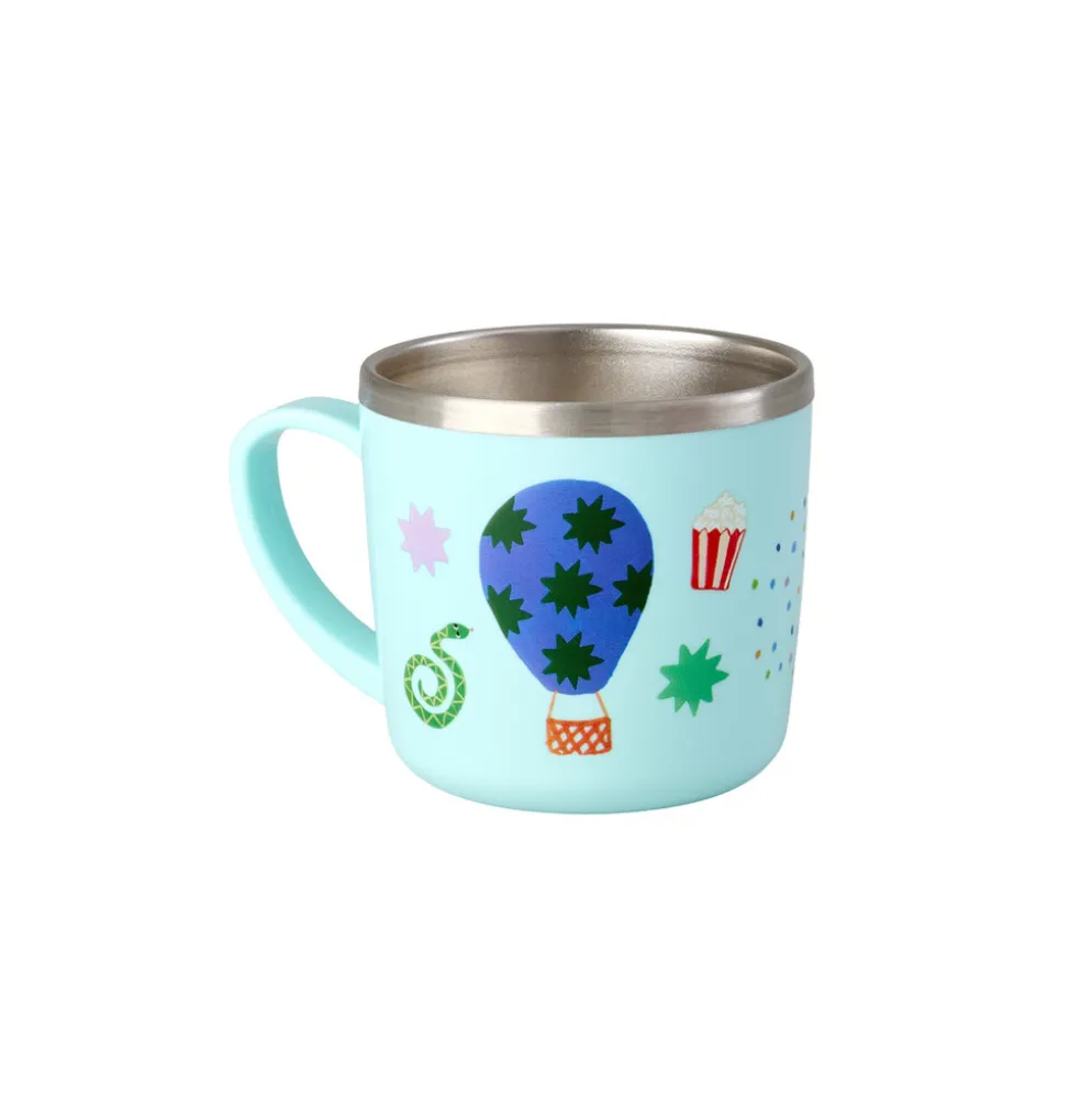 RICE Edelstahl Babybecher Kinderbecher Fun Fair mit Henkel