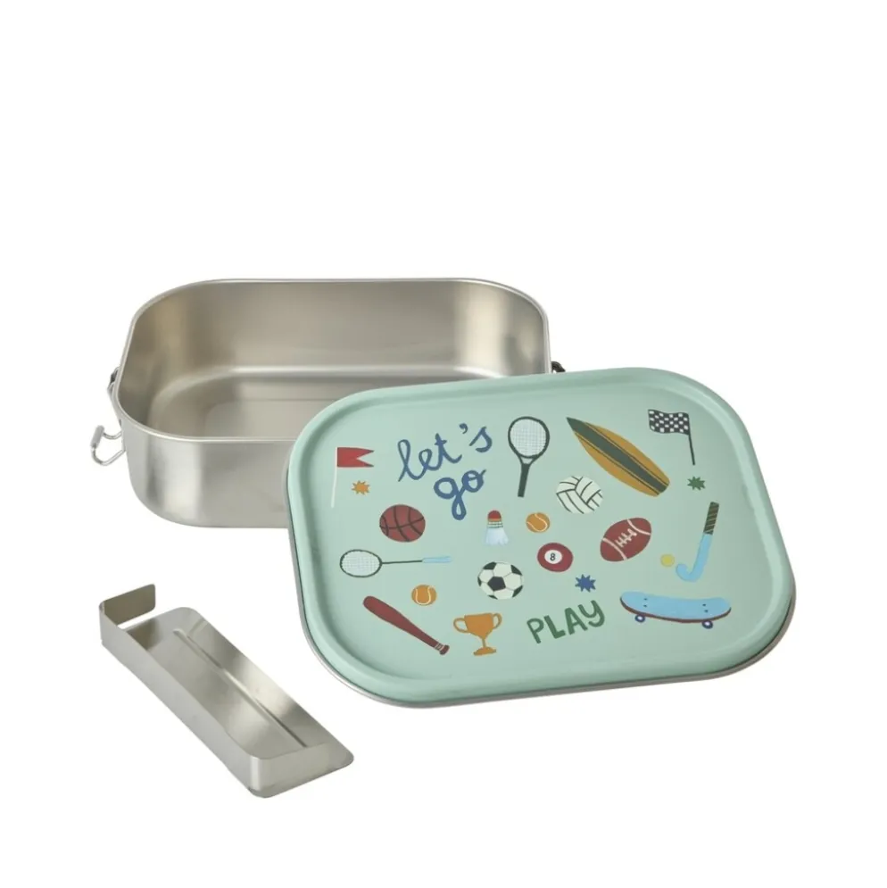 RICE Edelstahl-Lunchbox Brotdose mit Trennwand Sports – Large