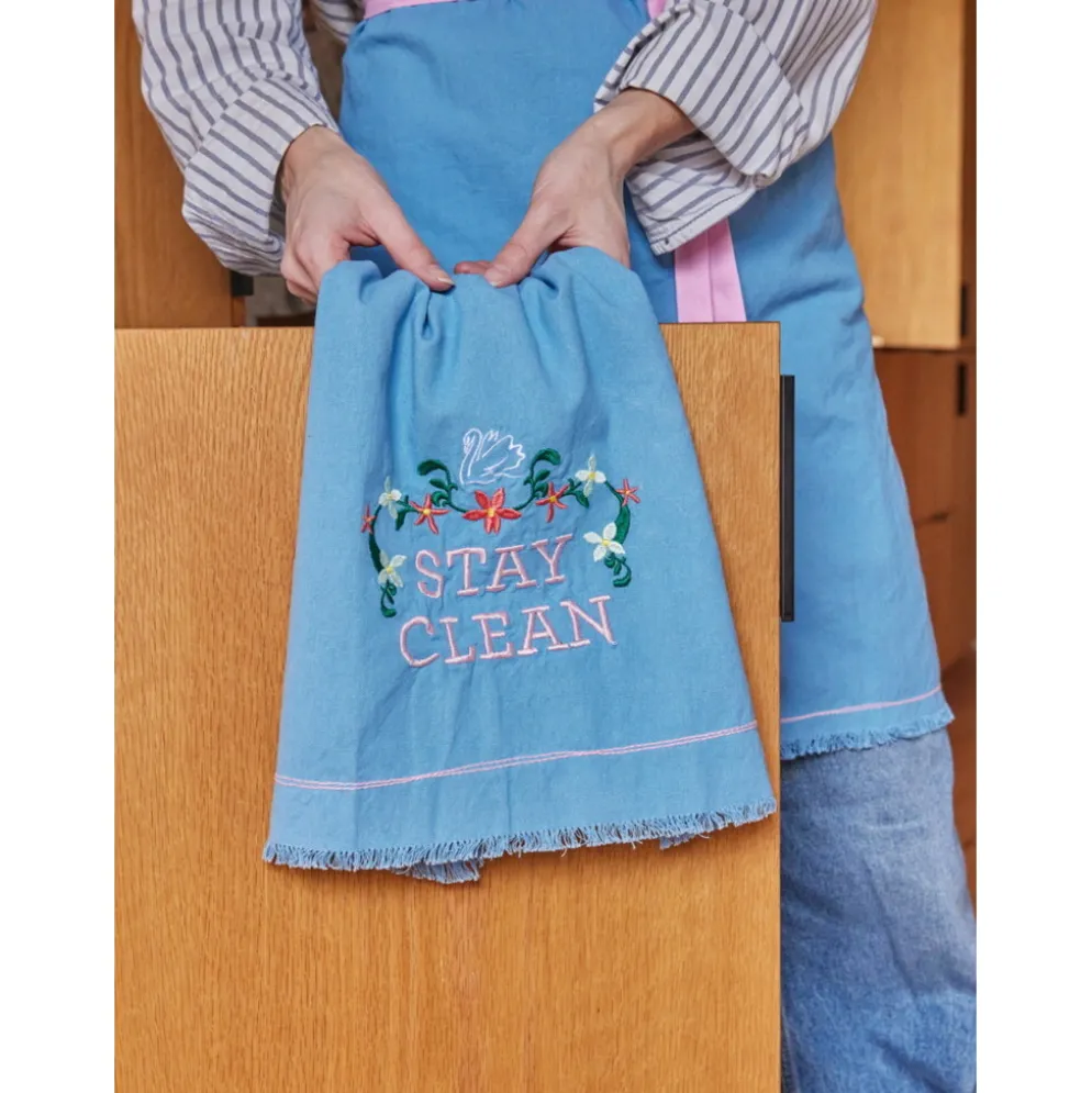RICE Geschirrhandtuch aus stonewashed Baumwolle Stay Clean