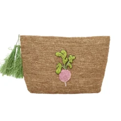 RICE Große Raffia Handtasche Radieschen