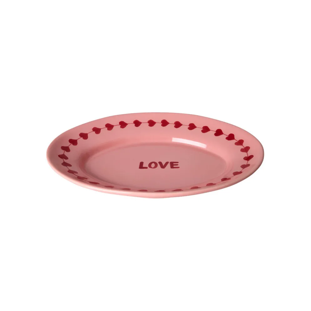 RICE Handbemalte Keramik Servierplatte LOVE