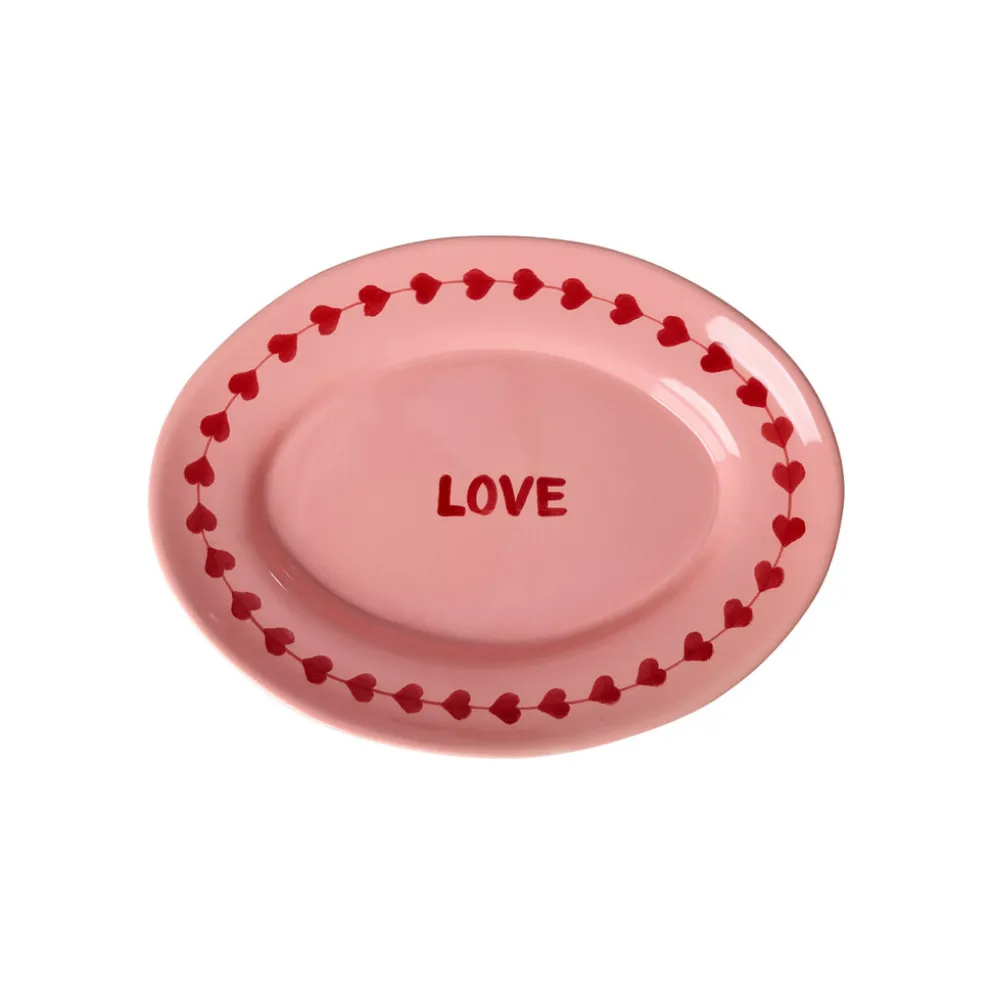 RICE Handbemalte Keramik Servierplatte LOVE
