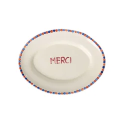 RICE Handbemalte Keramik Servierplatte MERCI