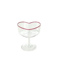 RICE Herz Champagner Coupe Glas mit rotem Rand