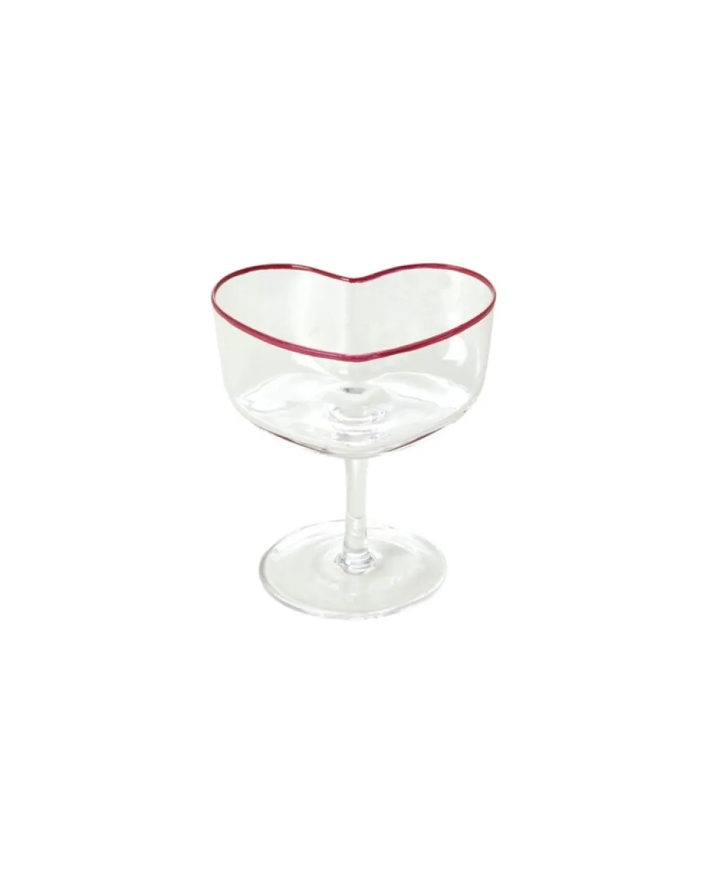 RICE Herz Champagner Coupe Glas mit rotem Rand