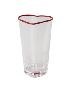 RICE Herz-Trinkglas mit rotem Rand