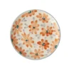 RICE Keramik Kuchenteller mit Handgemalten Blumen Orange
