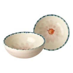 RICE Keramik Schüssel Lavendel Pink Flower handbemalt